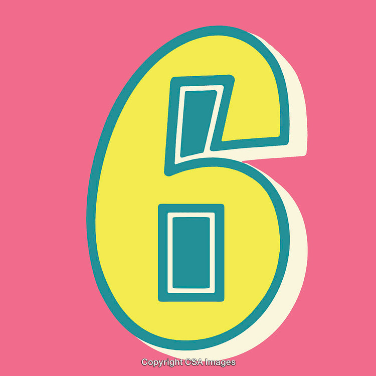 Vibrant Number Six Artwork Featuring Bold Colors and Stylish Design