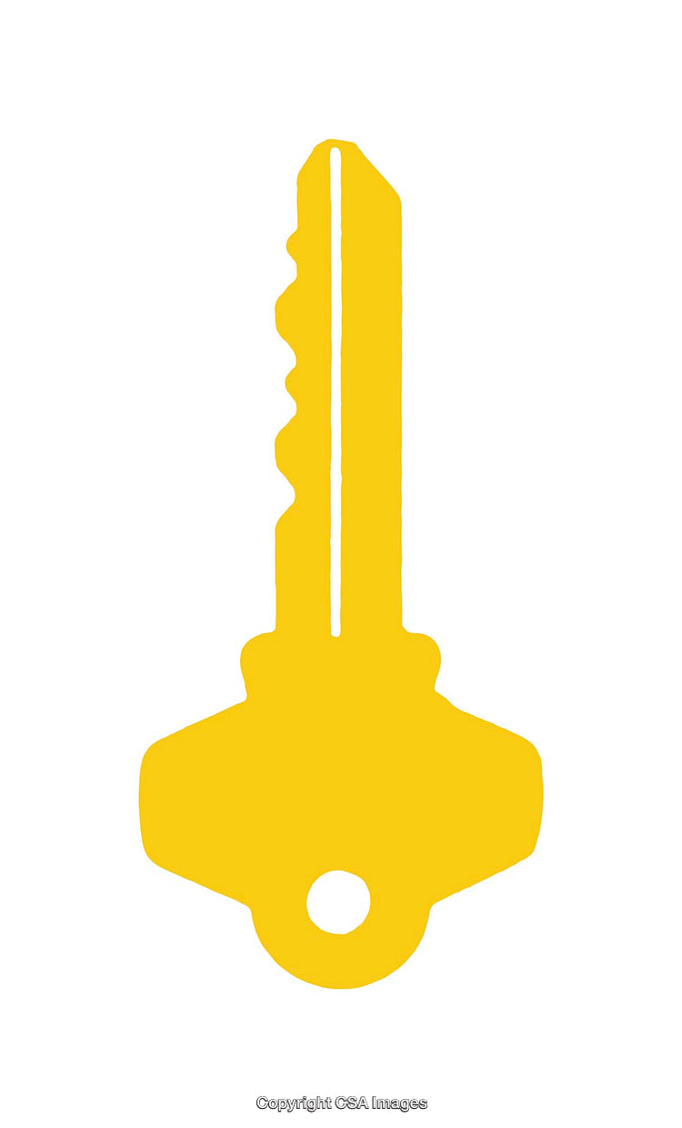 Yellow Key Icon Isolated on White Background