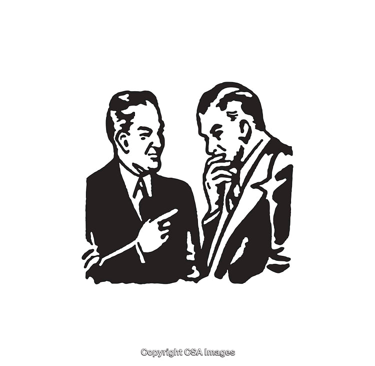 Two Businessmen Engaged in a Serious Discussion in Line Art Style