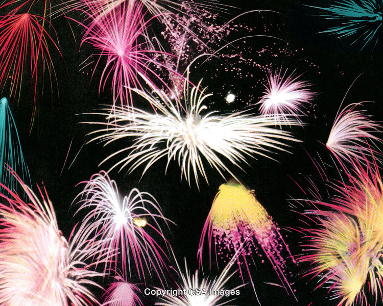 Vibrant Fireworks Display in Multicolored Explosions Against Night Sky