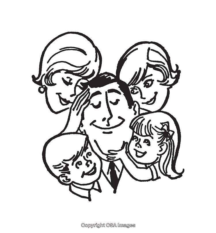 Happy Family Illustration Featuring Smiling Parents and Children Together