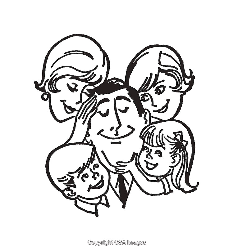 Happy Family Illustration Featuring Smiling Parents and Children Together