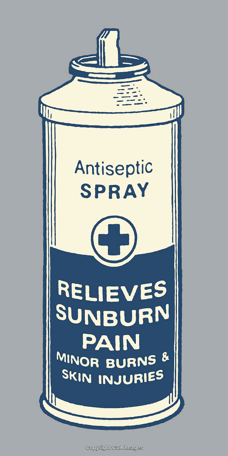 Vintage Style Illustration of Antiseptic Spray Bottle Label Design