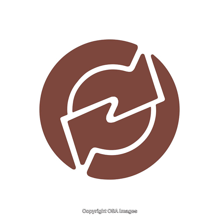 Abstract Brown Circular Icon With Curved Arrows and Symmetrical Design