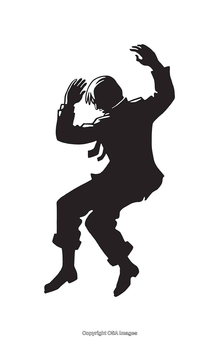 Silhouette of a Man in a Dramatic Falling Pose