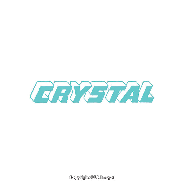 Stylized Crystal Text Art with Ice Blue Color on White Background