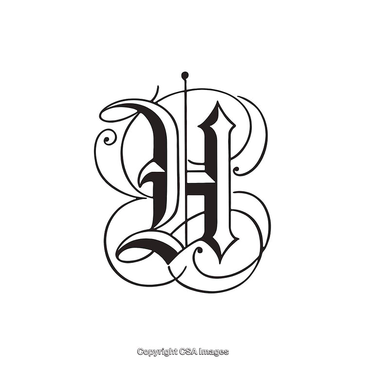 Elegant Decorative Monogram Design Featuring the Letter H in Ornate Style