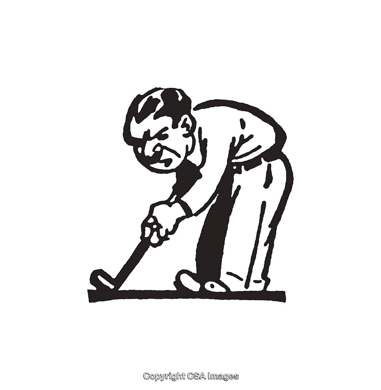 Vintage Line Art Man with Hammer Working on a Task