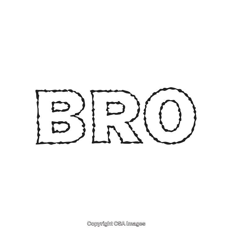Decorative Text Art Featuring Word 'Bro' with Bold and Playful Font Style