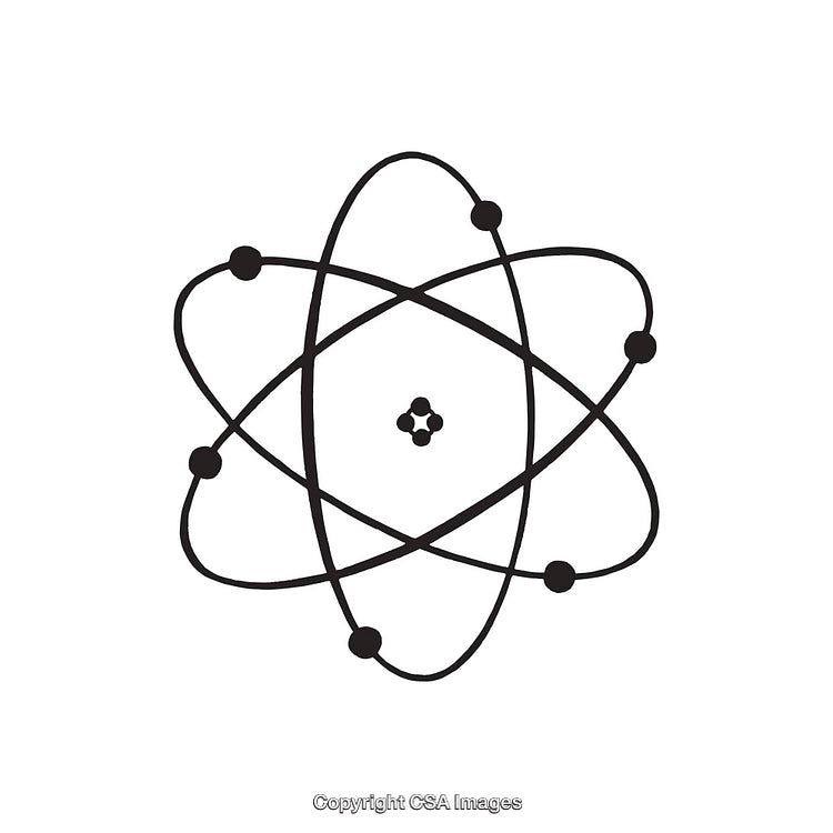 Black and White Atom Diagram with Simple Design and Loops