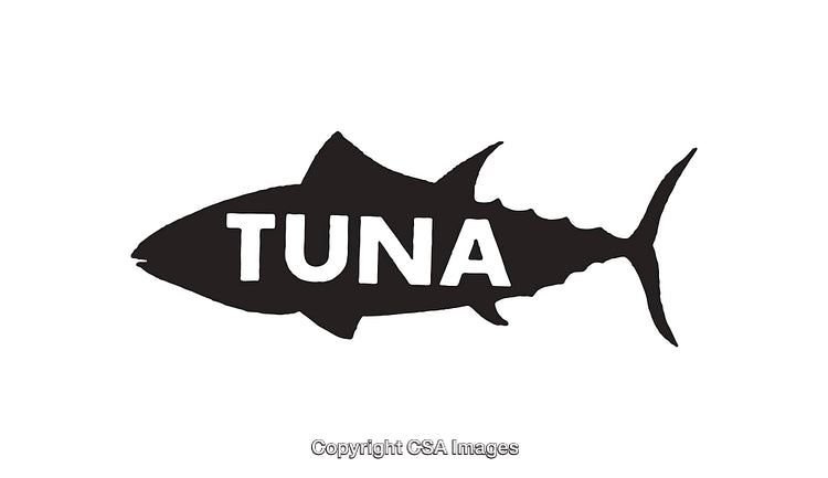 Simple Black and White Illustration of a Tuna Fish