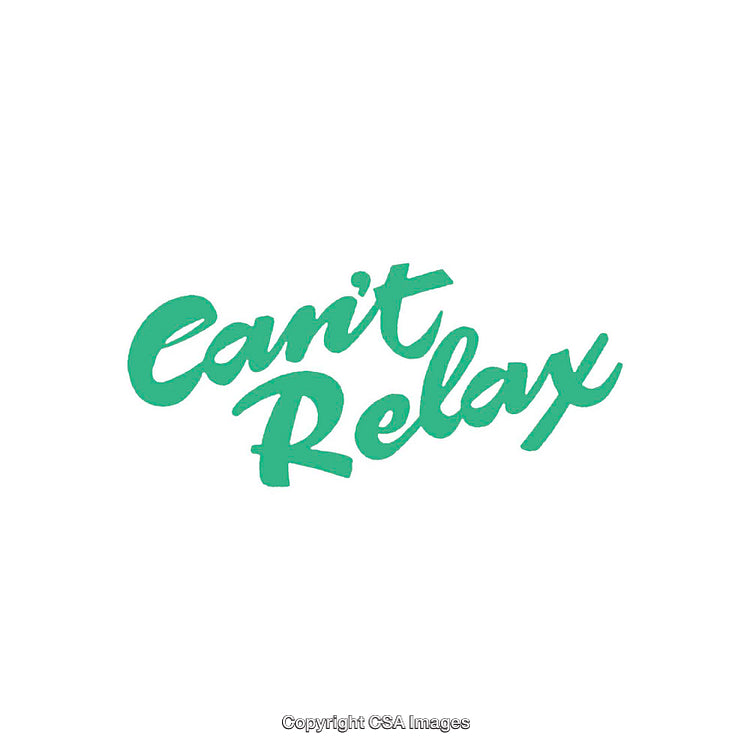 Green Text 'Can't Relax' on a Minimal White Background
