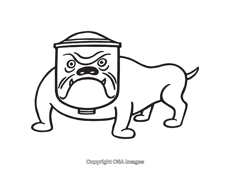 Black And White Line Art of a Bulldog with Sharp Expressions