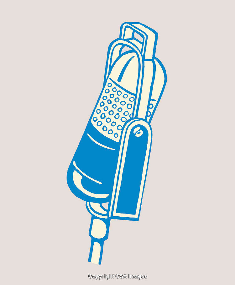 Blue and White Line Art of an Infusion Bag on a Pale Background