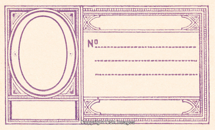 Vintage Decorative Invoice Template with Ornate Border Design in Purple Tones