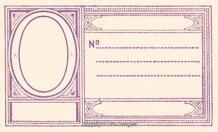 Vintage Decorative Invoice Template with Ornate Border Design in Purple Tones