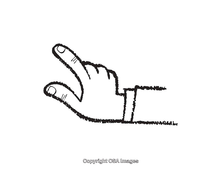 Black And White Line Art Illustration of Hand Gesture