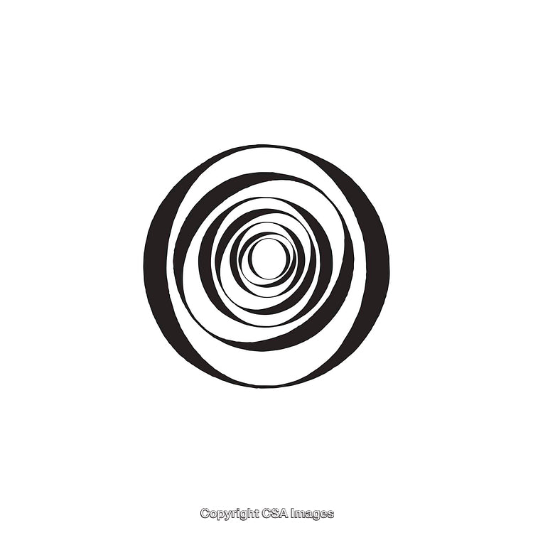 Abstract Black and White Circular Spiral Design on White Background