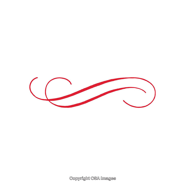 Elegant Red Calligraphic Swirl Accent on Clean White Background