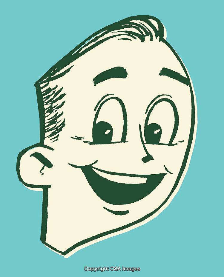 Retro Style Illustration of a Smiling Face with Vibrant Colors