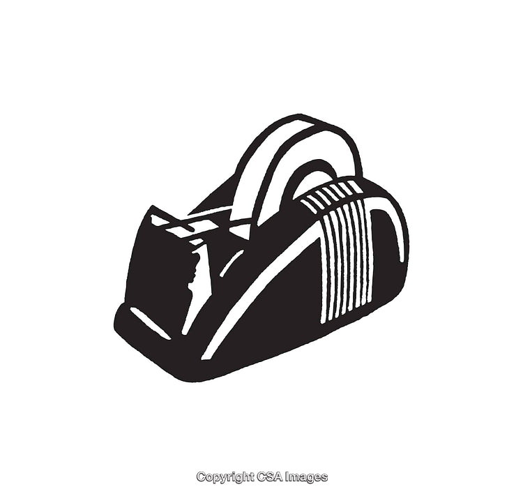 Black And White Line Art Illustration of a Tape Dispenser