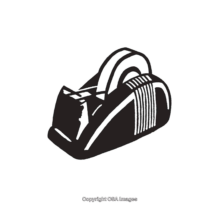 Black And White Line Art Illustration of a Tape Dispenser