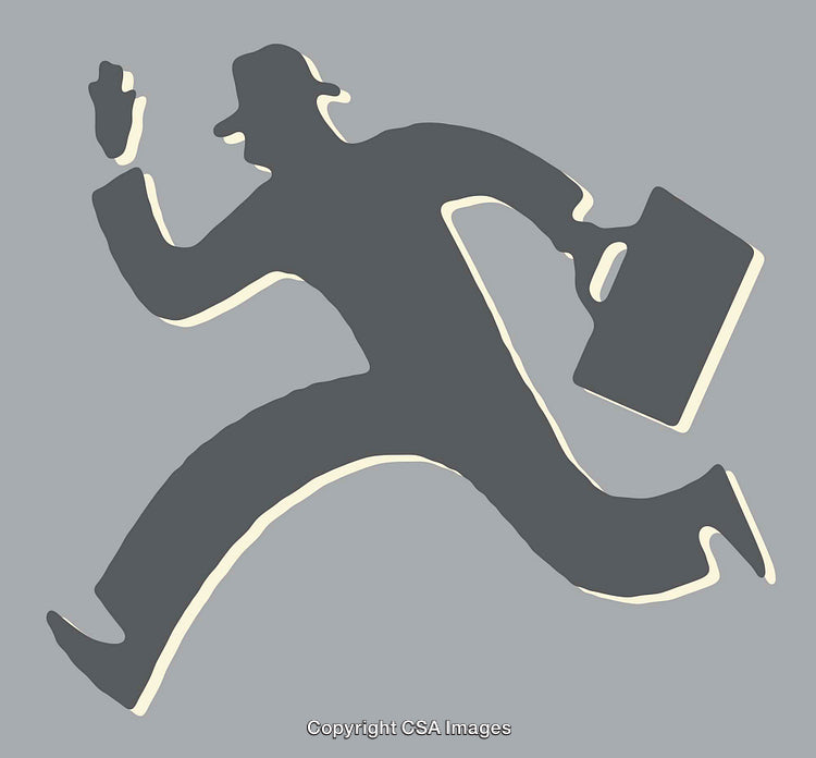 Silhouette of a Businessman Running with Briefcase Artwork