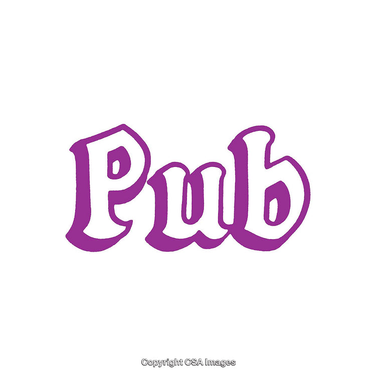 Purple Text Design Featuring the Word 'Pub' with Bold Stylized Font