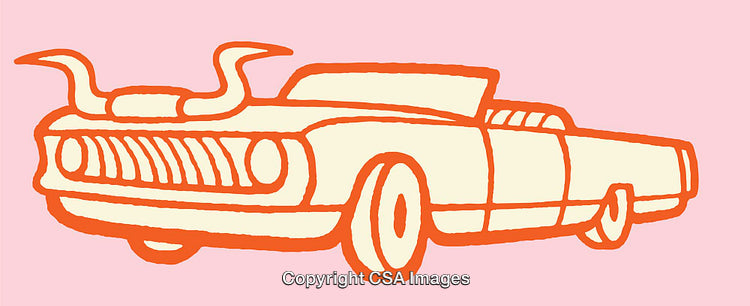 Colorful Line Art of Vintage Car with Unique Design and Creative Style