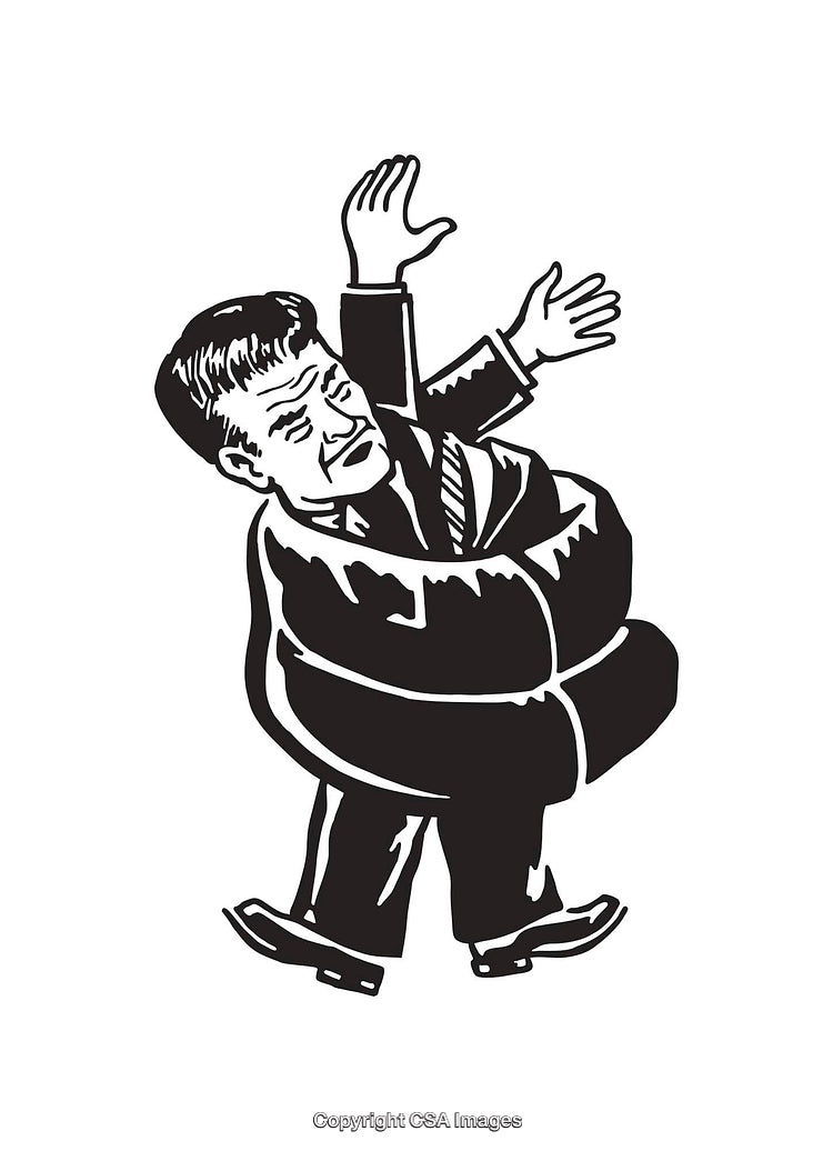 Black And White Line Art of a Twisting Distinguished Figure in Motion