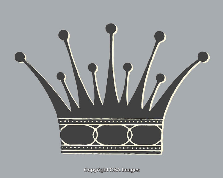 Elegant Monochrome Crown Design in Line Art Illustration