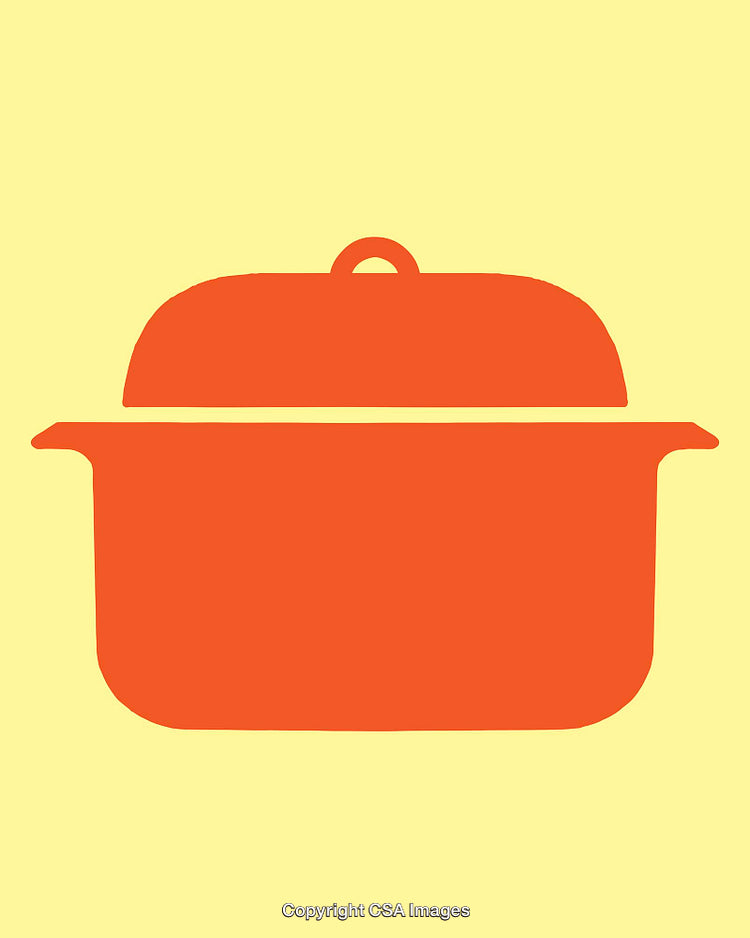Minimalist Illustration of a Red Cooking Pot on Yellow Background