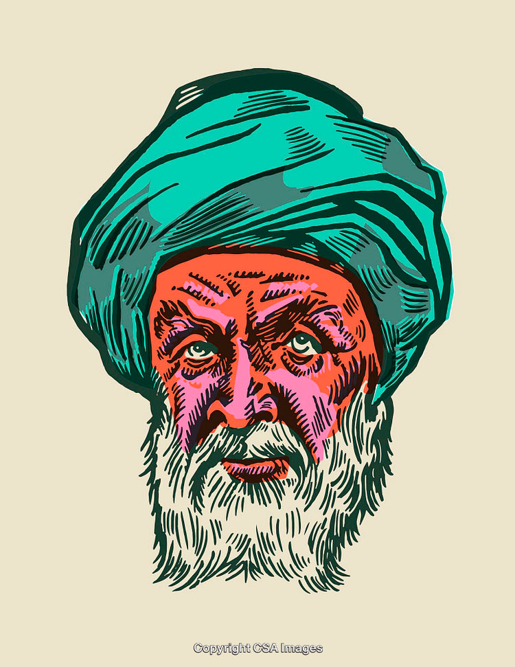 Colorful Line Art Illustration of Elderly Man in Traditional Attire