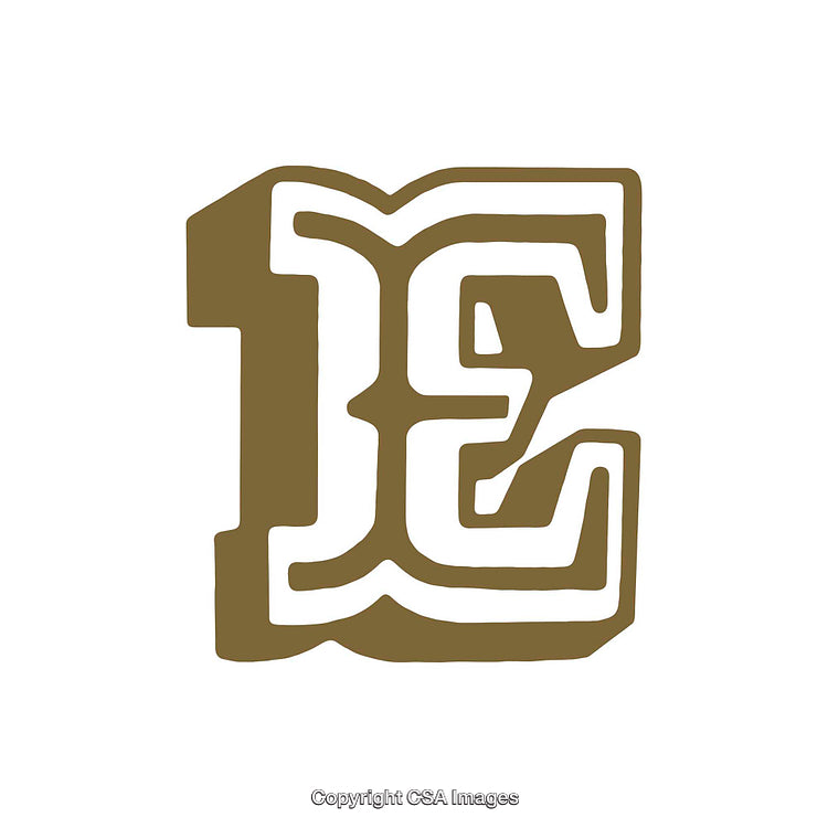 Bold Artistic Representation of the Letter E in Gold and White