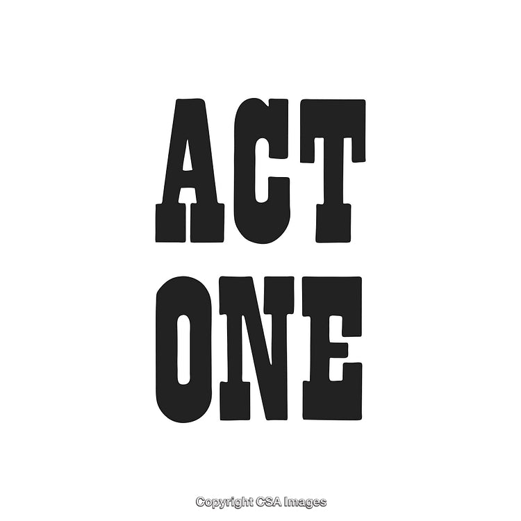 Bold Text Graphic Featuring the Words "Act One" in Black Capital Letters