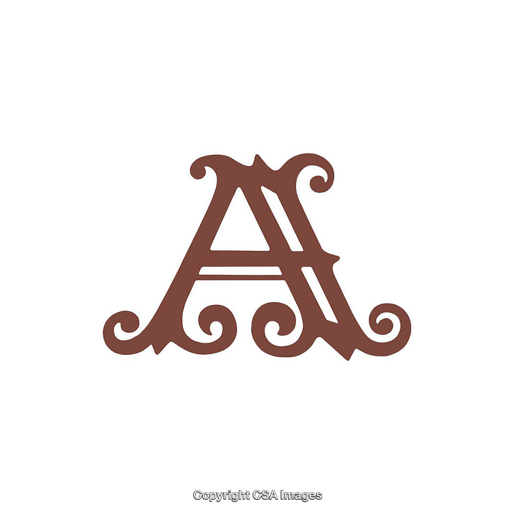 Elegant Ornamental Letter A with Swirl Accents in Brown