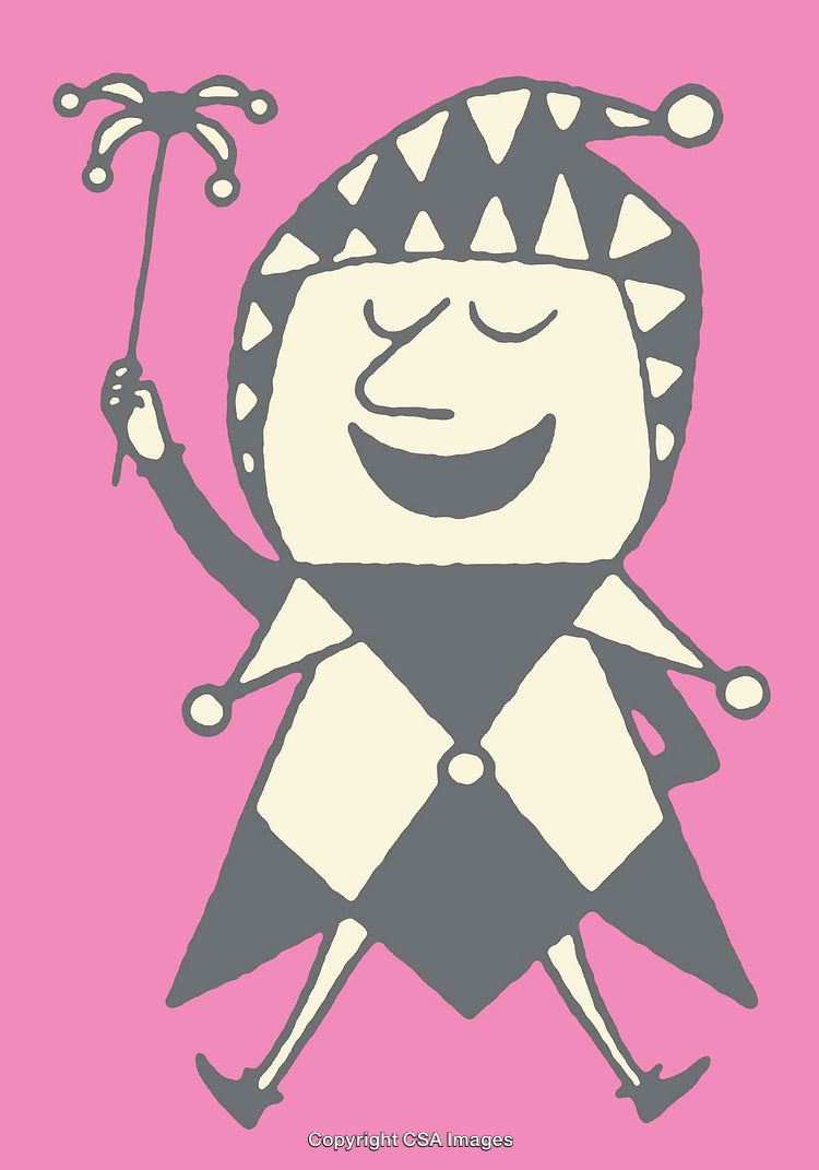 Jester Character Illustration in Playful Pastel Colors and Whimsical Style