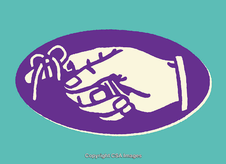 Colorful Line Art Illustration of a Hand Tying a String Knot
