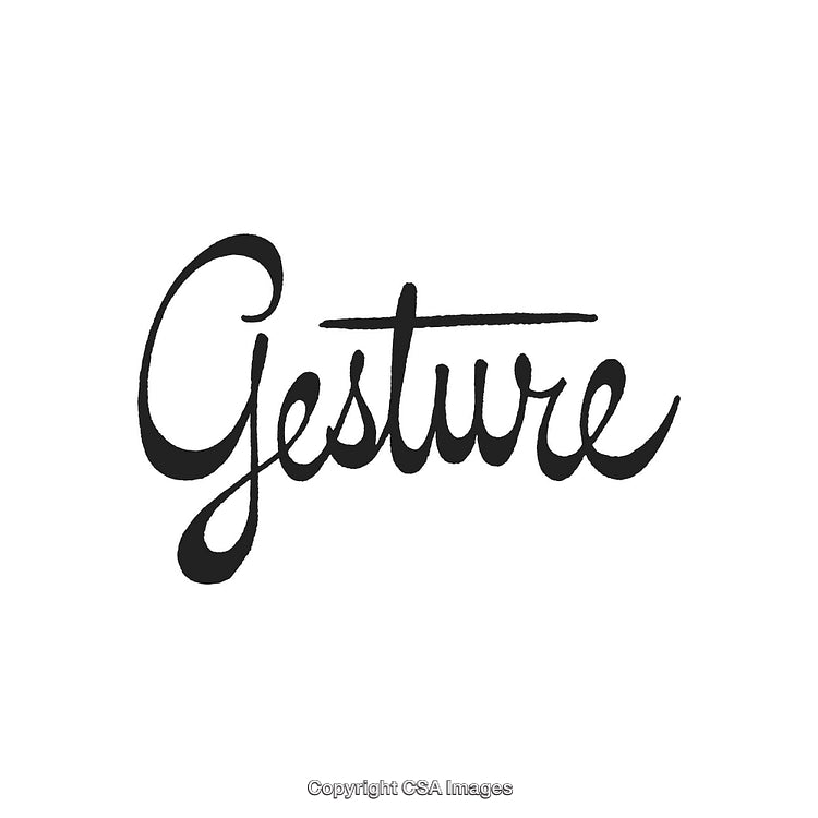 Elegant Handwritten Word 'Gesture' in Modern Calligraphy on White Background