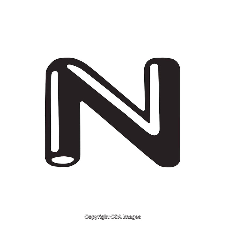 Stylized Bold Black Letter N With Modern Graphic Design Theme