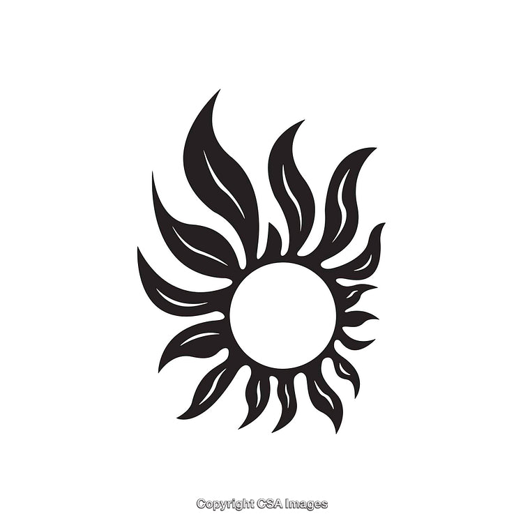 Abstract Sun Symbol With Dynamic Black Flames