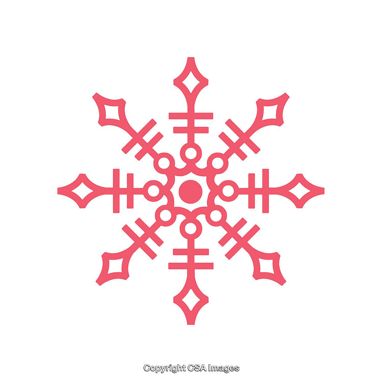 Ornate Red Snowflake Dingbat Design on a White Background