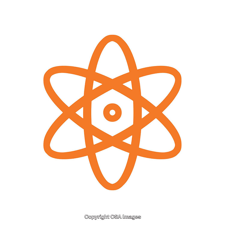 Abstract Orange Atomic Symbol in Simple Minimalistic Style