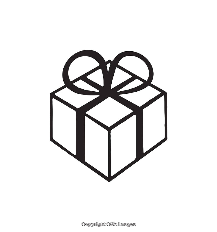 Black and White Icon of a Wrapped Gift with a Ribbon Bow