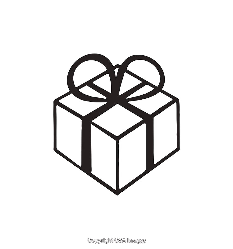 Black and White Icon of a Wrapped Gift with a Ribbon Bow