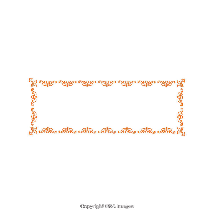 Elegant Rectangular Orange Border With Ornamental Design on a White Background