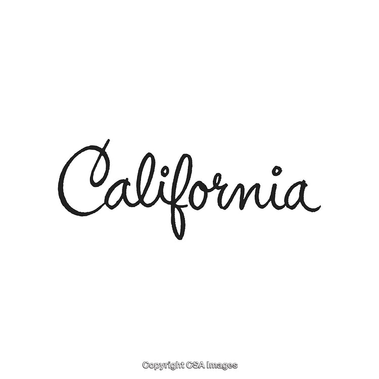 California Handwritten Script Text on White Background in Black Ink Design