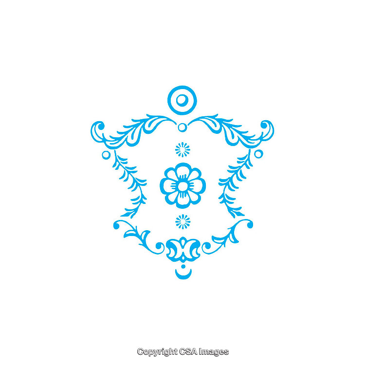 Elegant Blue Floral Ornament in Abstract Decor Style on White Background