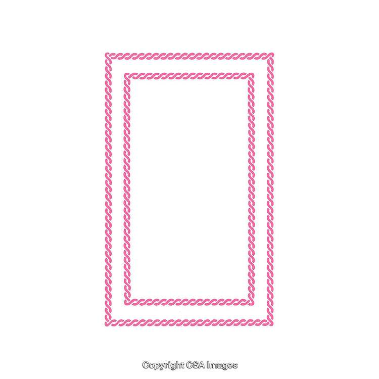 Pink Decorative Frame with Rope-Like Border on White Background