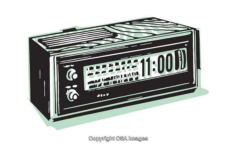 Retro Radio Illustration with Modern Styling and Green Accent